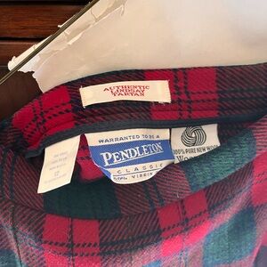 Pendleton Classic Women Red and Green Tartan Plaid box pleated Skirt
